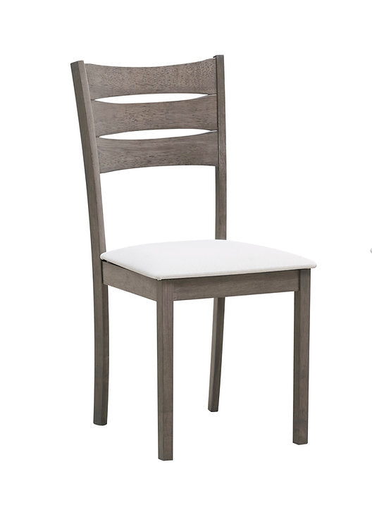 7-Piece Modern Dining Set – Antique Grey Finish with Cream Fabric Chairs-I1051(1052C)