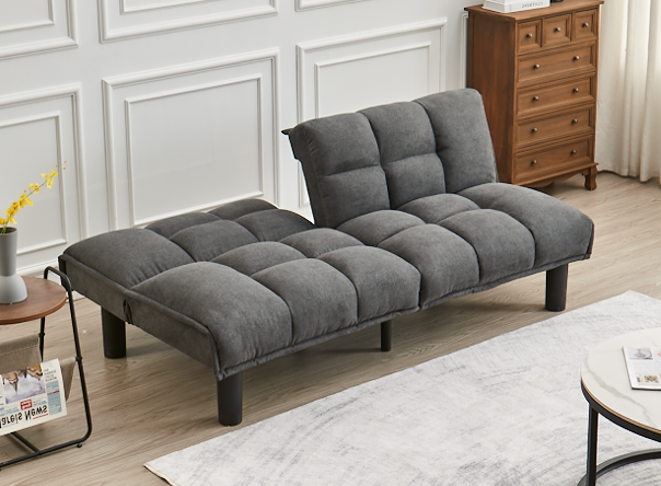 Modern Tufted Fabric Sofa Bed with Memory Foam – Grey-I8060