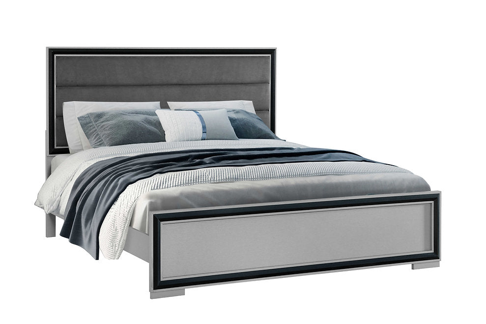 Modern LED Bedroom Collection – Sleek Silver & Black Accents-Amelia（BK）