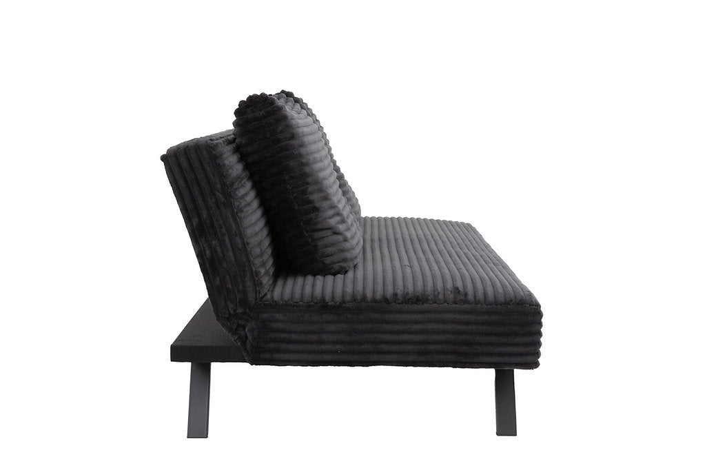 Black Corduroy Split-Back Sofa Bed-I8065