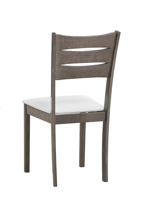 7-Piece Modern Dining Set – Antique Grey Finish with Cream Fabric Chairs-I1051(1052C)