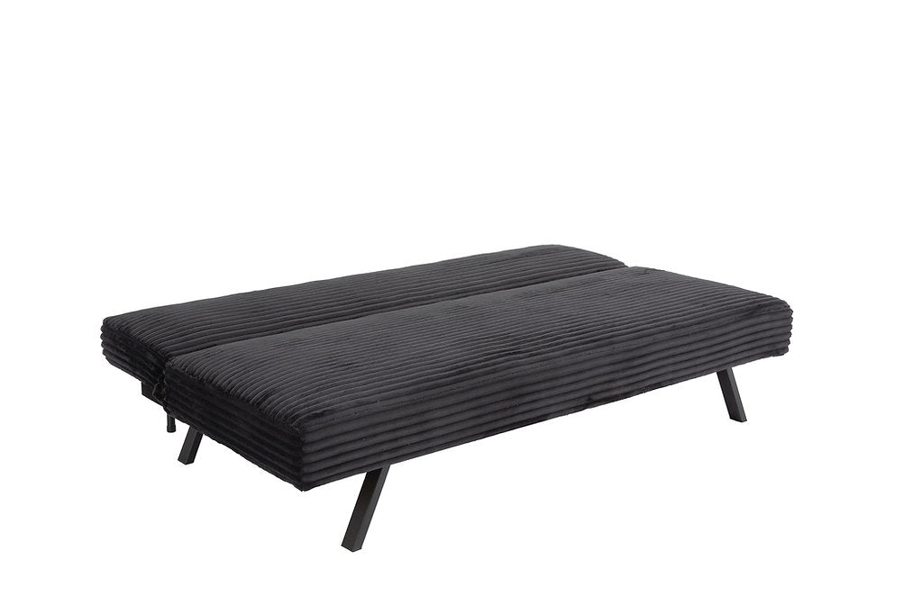 Black Corduroy Split-Back Sofa Bed-I8065