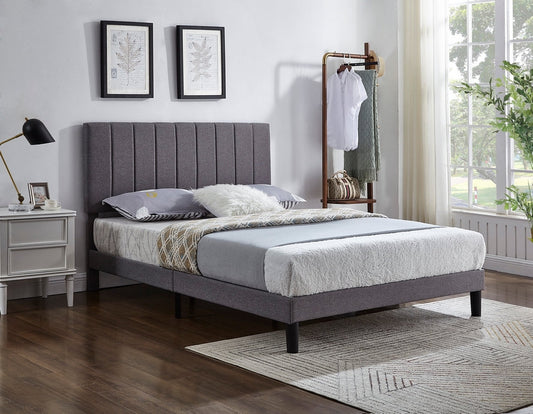 Grey Fabric Platform Bed-I5363