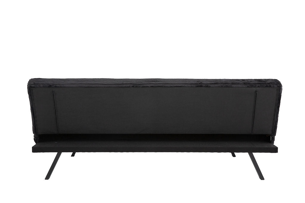 Black Corduroy Split-Back Sofa Bed-I8065