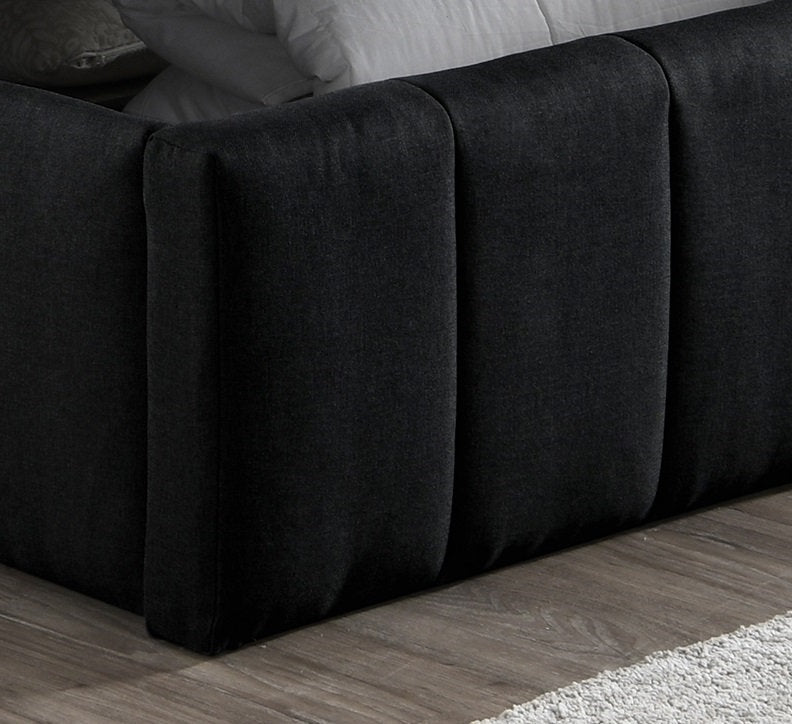 Black Upholstered Hydraulic Storage Bed with Tufted Headboard-I5785