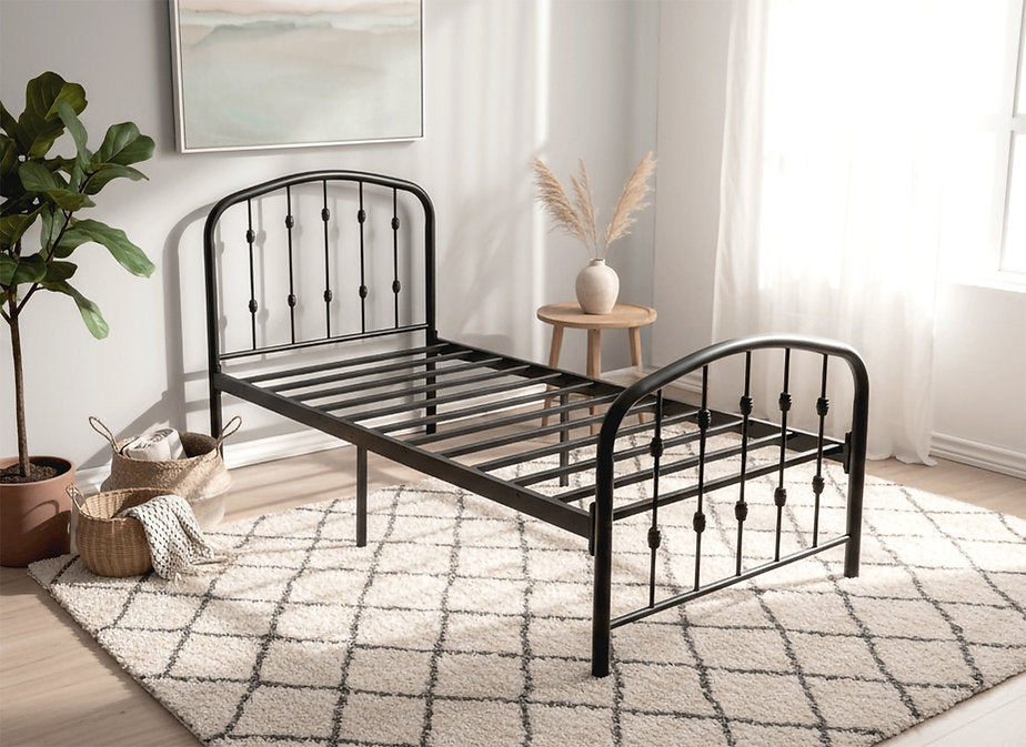 Modern Black Metal Platform Bed Frame-I5425