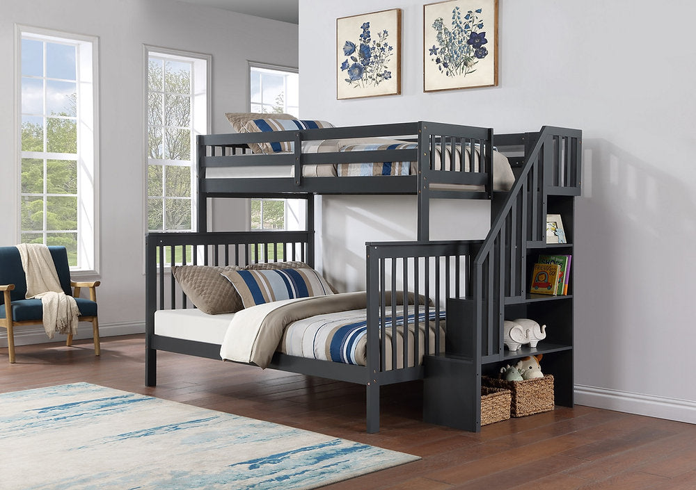 Twin Over Full Bunk Bed with Reversible Staircase-I1851
