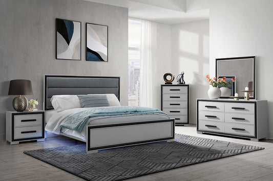 Modern LED Bedroom Collection – Sleek Silver & Black Accents-Amelia（BK）