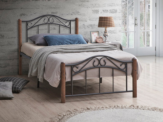 Vintage Style Metal &amp; Wood Bed Frame-I126