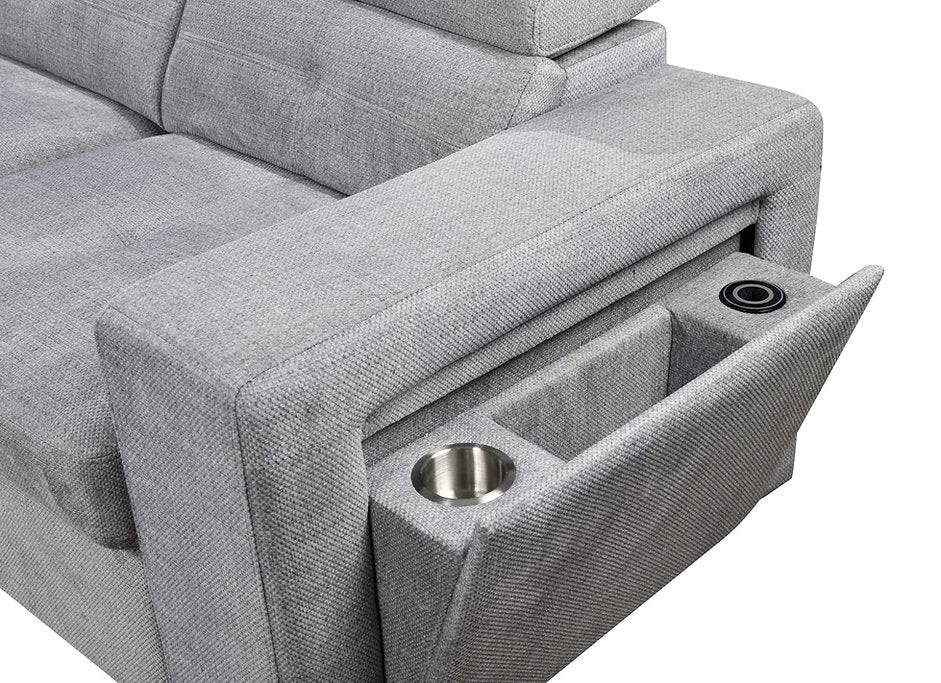 Convertible Sofa Bed Sectional with Storage Chaise & Charging Station-I9080(81)