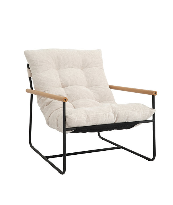 Modern Accent Lounge Chair with Tufted Cushion & Wood Armrests-I665