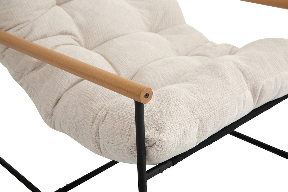 Modern Accent Lounge Chair with Tufted Cushion & Wood Armrests-I665