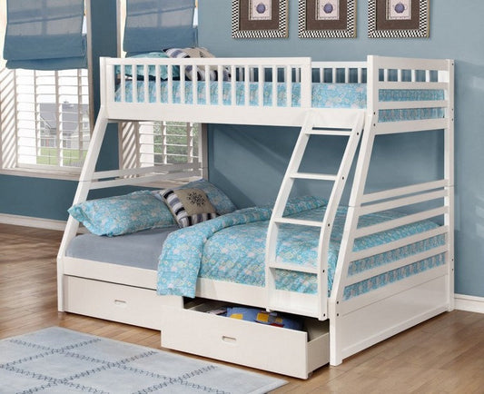 Solid Wood Convertible Bunk Bed with Drawers – I117