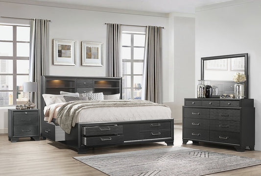 Modern Grey Storage Bedroom Collection-Jordyn (Grey)