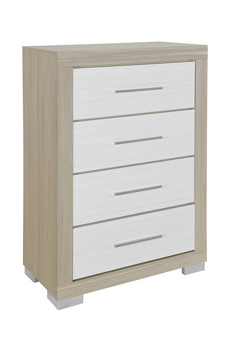 Emma Natural Bedroom Collection with LED Headboard, USB Charging & Storage Bed-Emma (Natural-White)
