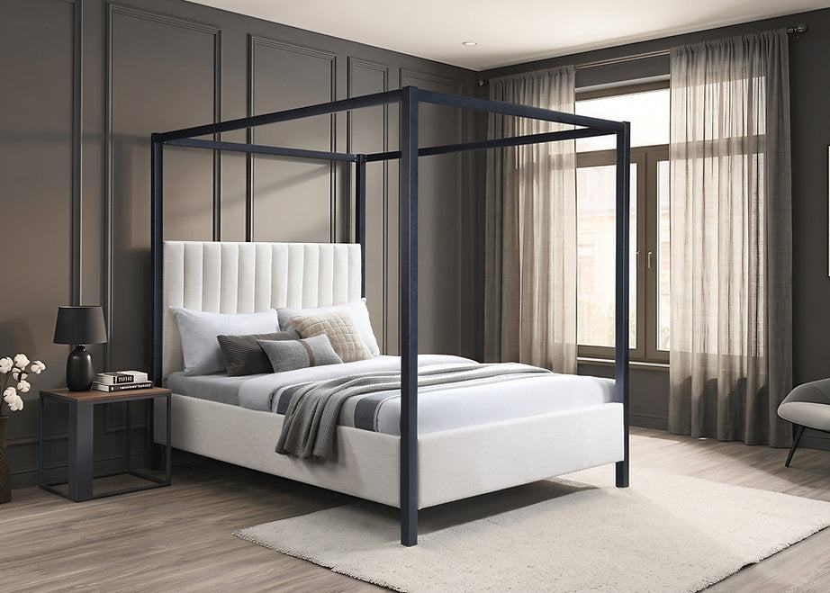 Modern Upholstered Canopy Bed with Metal Frame-I5932