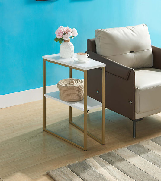 Modern White & Gold Side Table – I081