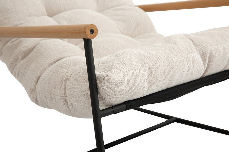 Modern Accent Lounge Chair with Tufted Cushion & Wood Armrests-I665