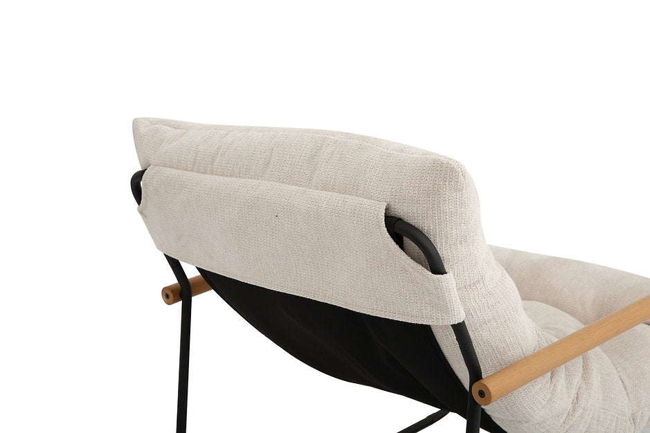 Modern Accent Lounge Chair with Tufted Cushion & Wood Armrests-I665