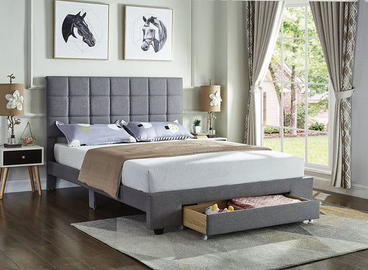 Grey Fabric Storage Bed-I5493