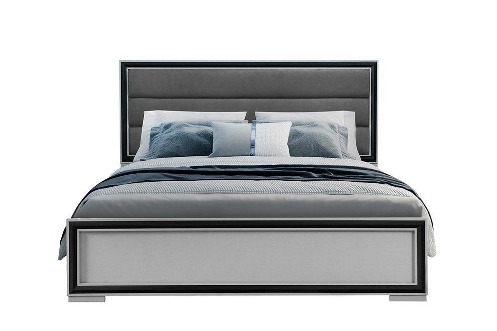 Modern LED Bedroom Collection – Sleek Silver & Black Accents-Amelia（BK）