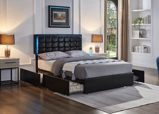 Modern Bed Frame with LED Headboard-I5400