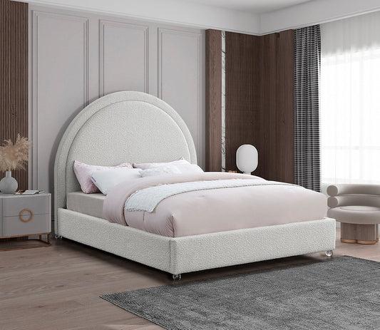 Cream Bouclé Platform Bed -I5205