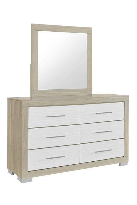 Emma Natural Bedroom Collection with LED Headboard, USB Charging & Storage Bed-Emma (Natural-White)