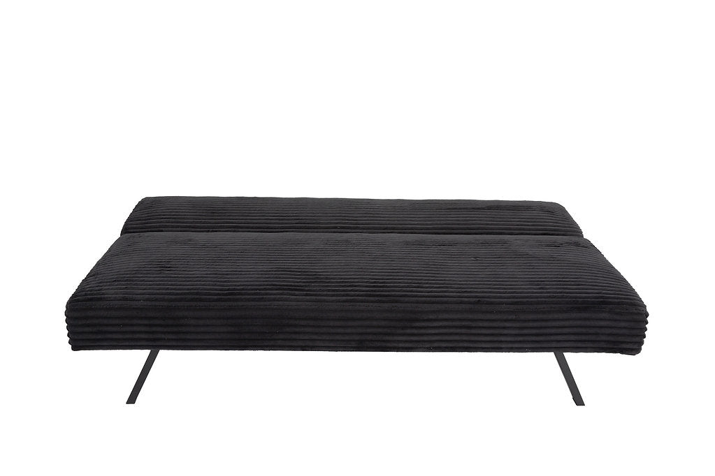 Black Corduroy Split-Back Sofa Bed-I8065