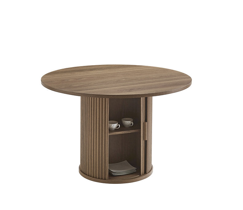 Round Dining Set with Storage Base & Swivel Chairs-I1408