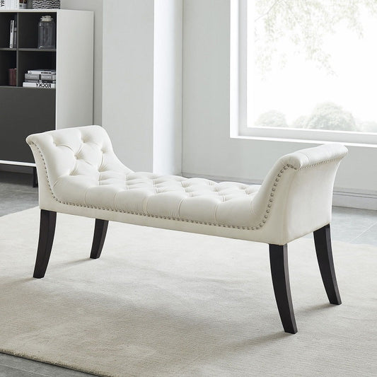 Cream Velvet Bench-I6233