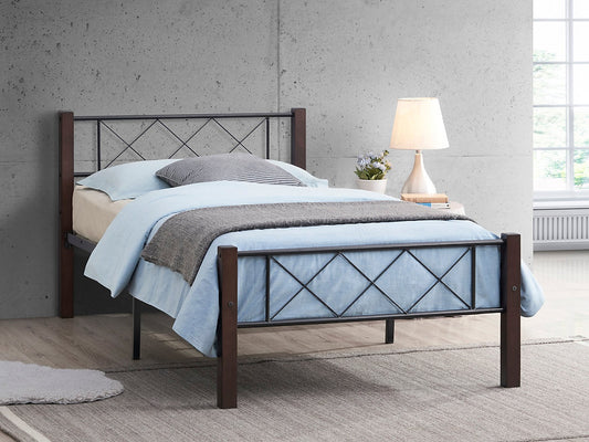 Steel &amp; Wood Bed Frame-I125