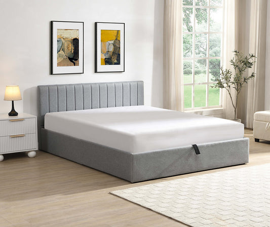 Grey Fabric Hydraulic Lift Storage Platform Bed-I5163