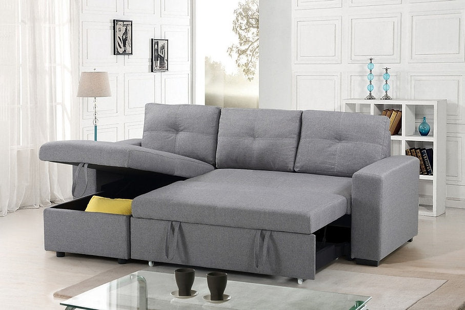 Modern Grey Fabric Sofabed Sectional with Storage –I9031