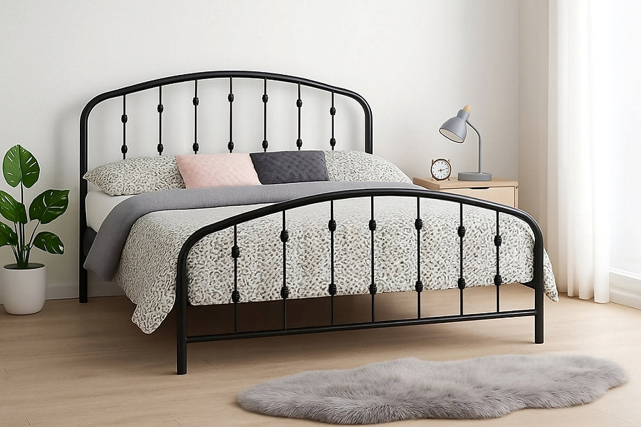 Modern Black Metal Platform Bed Frame-I5425