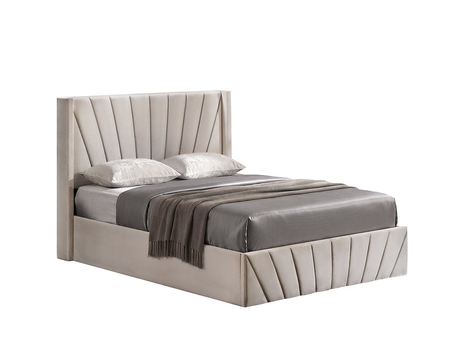 Luxury Velvet Hydraulic Storage Platform Bed – Queen & King | 3 Colours-I5870