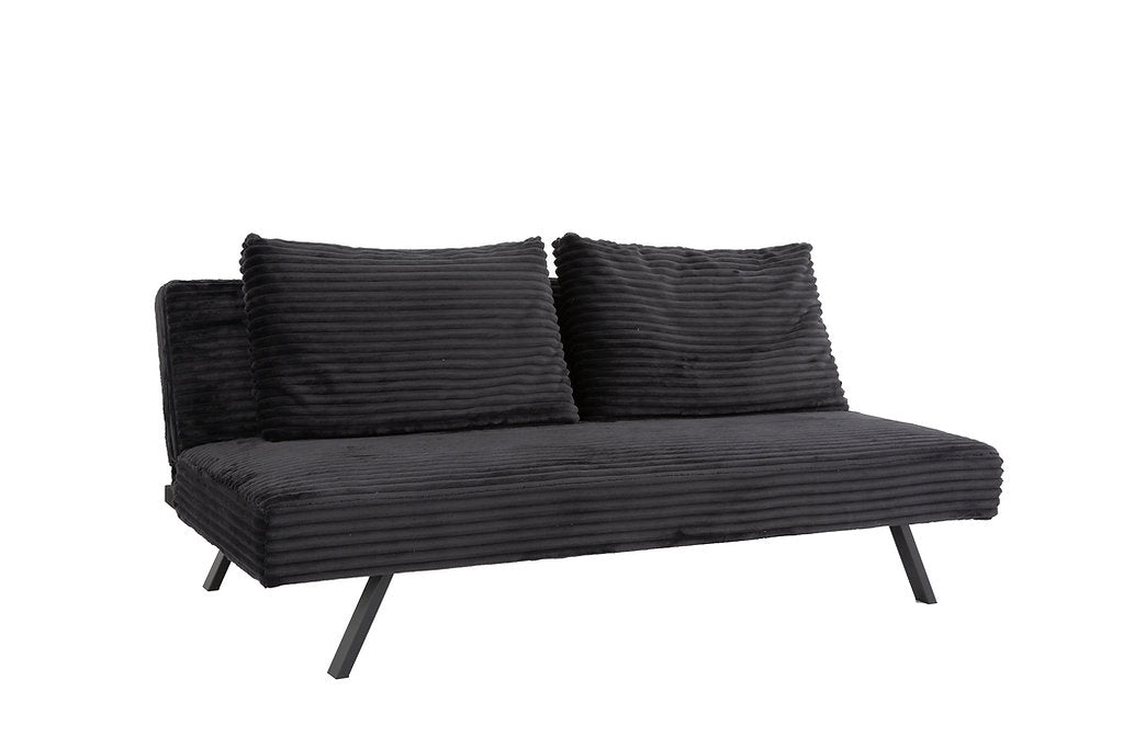 Black Corduroy Split-Back Sofa Bed-I8065
