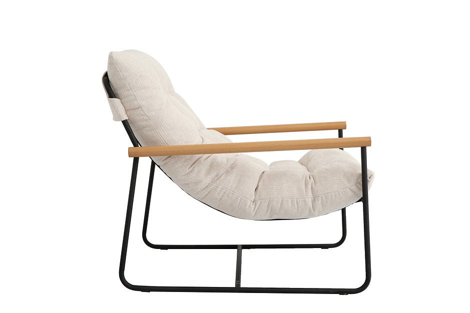 Modern Accent Lounge Chair with Tufted Cushion & Wood Armrests-I665