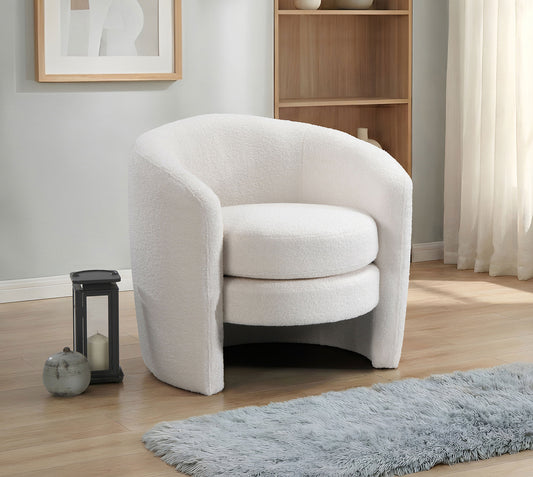 Modern Teddy Fabric Barrel Accent Chair – Cozy Lounge Chair for Living Room & Bedroom-I6871