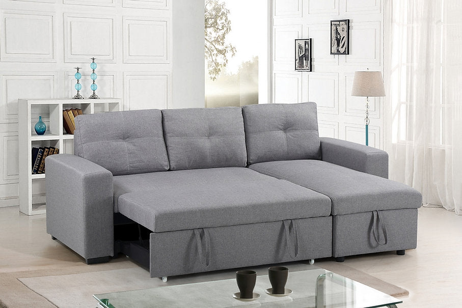 Modern Grey Fabric Sofabed Sectional with Storage –I9031