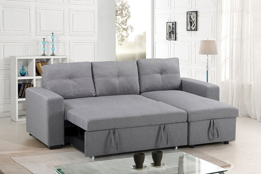 Modern Grey Fabric Sofabed Sectional with Storage –I9031