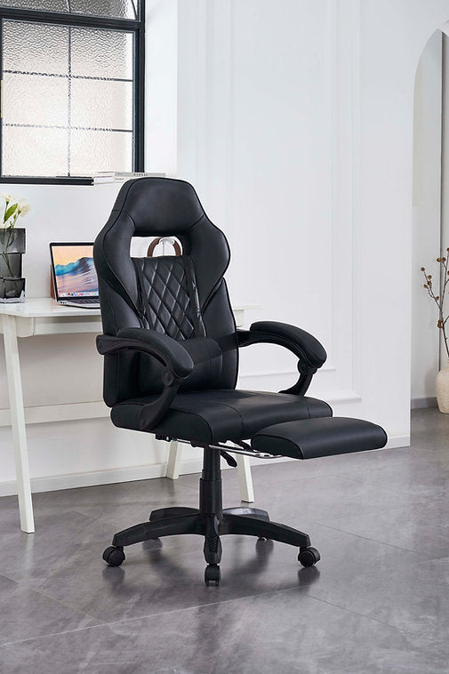 Modern Racing Style Executive Office Chair with Recline & Footrest-I7435