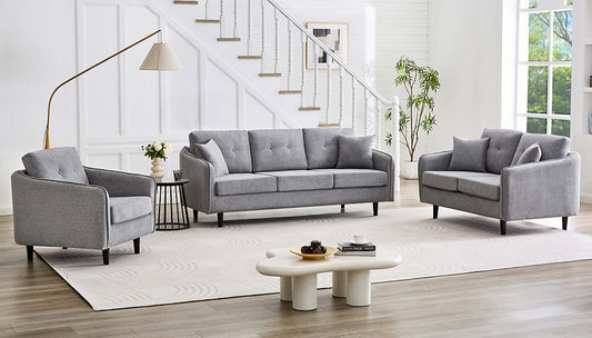 Modern Grey Fabric Sofa Loveseat Chair | Living Room Seating Collection-I8220