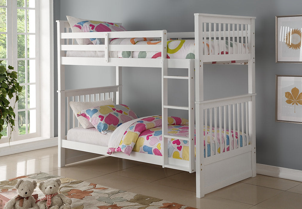 Twin over Twin Solid Wood Bunk Bed with Optional Storage Drawers or Trundle | I121