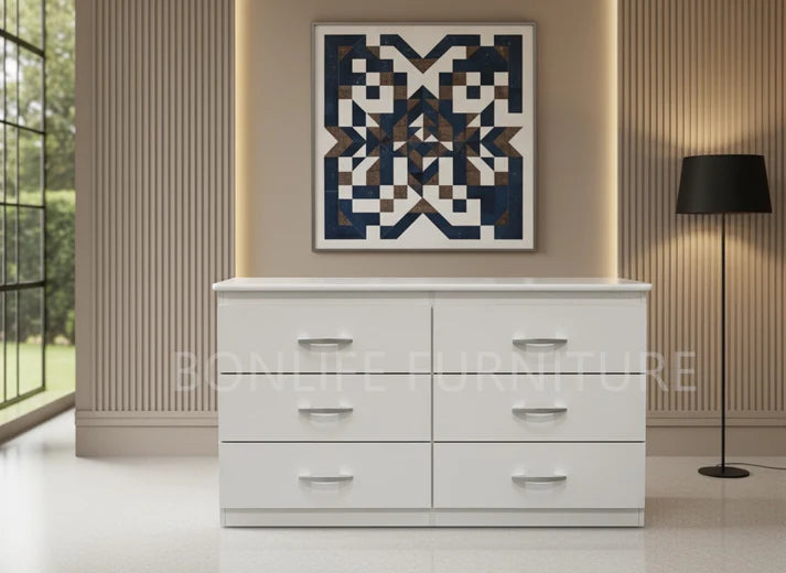 Modern Bedroom Storage Bundle – 5-Drawer Chest + 6-Drawer Dresser