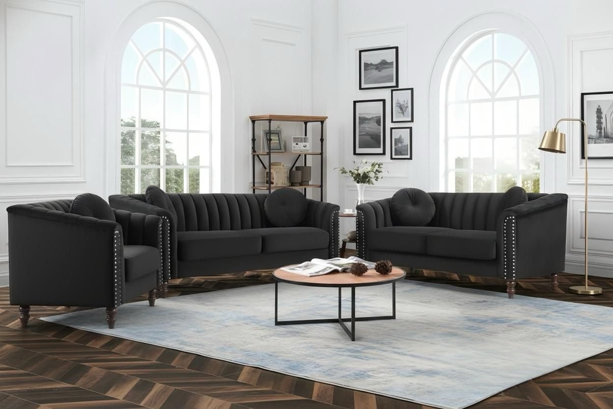 Modern Velvet Living Room Sofa Set -D1361