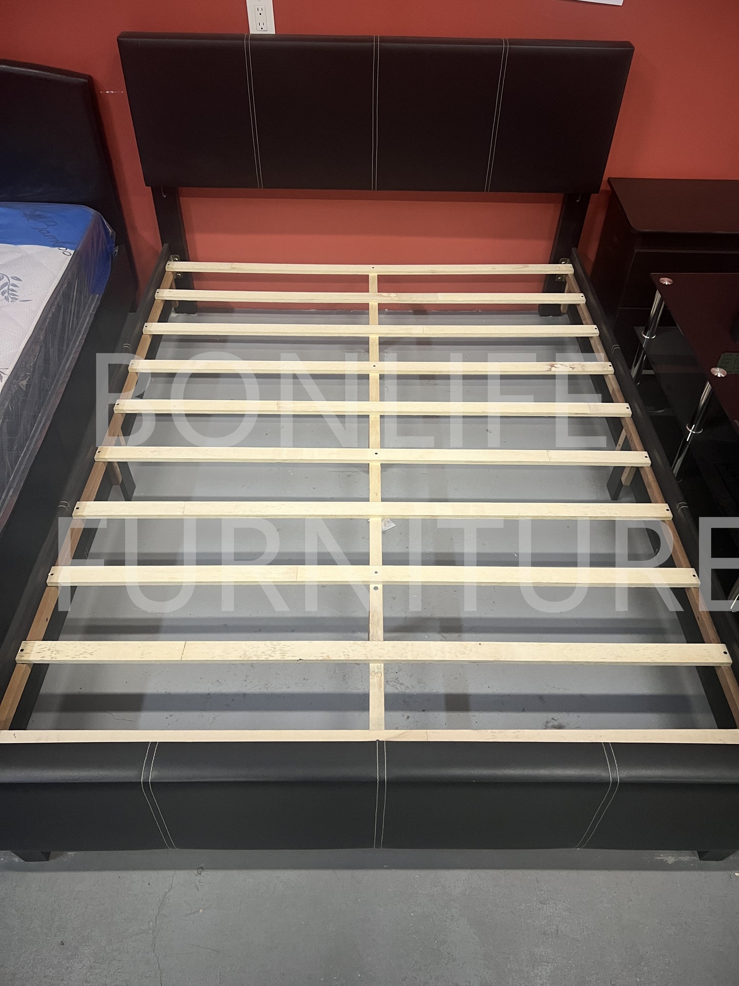 Modern PU Leather Platform Bed with Adjustable Headboard-I174(165)