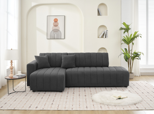 Modern Bouclé L-Shaped Sectional Sofa – 105" Upholstered Couch–D2506