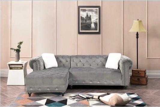 Velvet Tufted Sectional Sofa-D2030