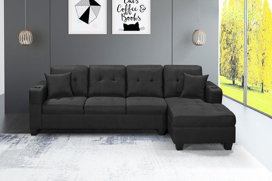 Modern Fabric Sectional Sofa with Cup Holders-D6212
